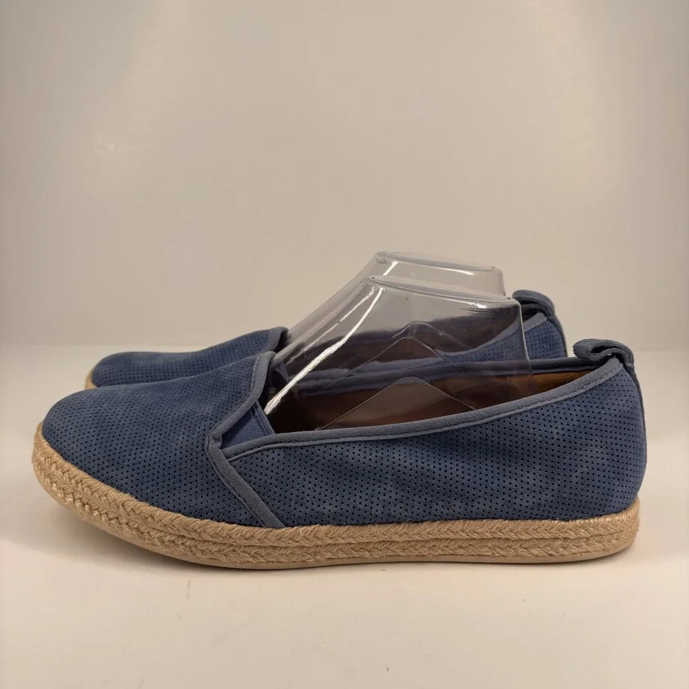 Clarks Azella Major Women's 11M Blue Suede‎ Perforated Espadrille Slip-On Flats
